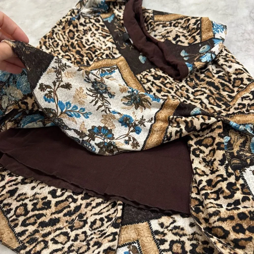 Karen Kane High-Low Midi Mixed Print Skirt. Size Small-P